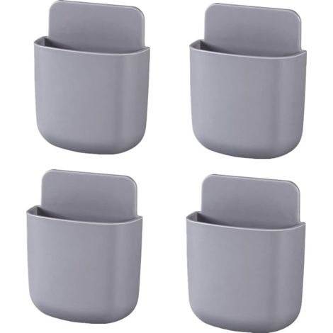 Set mit 4 Fernbedienungshaltern – Wandmontage – Multimedia-Organizer – Fernbedienung für Handy-Ladegerät (grau)