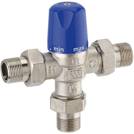 Mitigeur thermostatique compact MMV-C corps 1" (26/34) nickelée Mâle G 1/2" (15/21) - Watts (1/5)