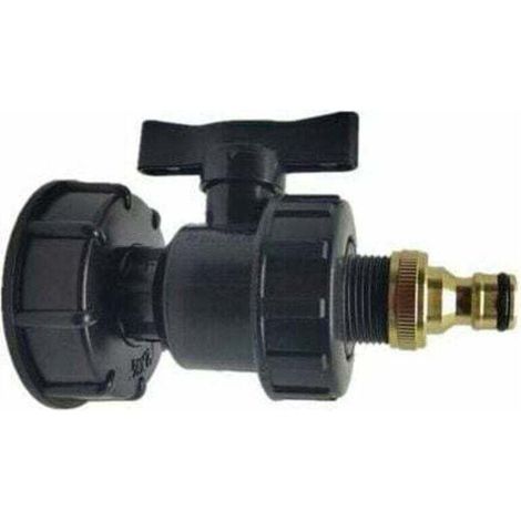 Adaptateur IBC, raccords de réservoir IBC S60X6 - Kits de raccords d'eau de sortie de tuyau barbelé (S60 x 6 + vanne + raccord 3/4 ")