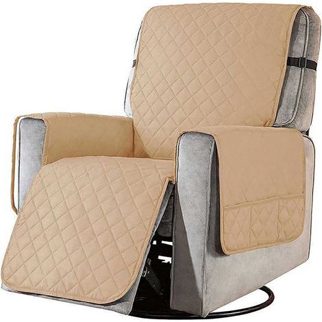 Housse De Fauteuil Inclinable - Réversible Avec Poches Latérales - Élastique Et Lavable En Machine - Pour Fauteuils Tissu Grand Modèle - 1 Pièce (1/5)