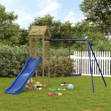 Aire de jeux d'extérieur，Maisonnette de jeu，Maison enfant bois de pin imprégné BDXN85407 (1/5)