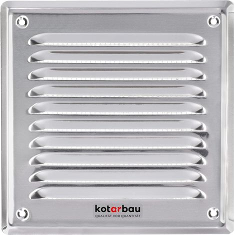 Kotarbau – Grille de ventilation 165 x 165 mm en inox poli – Résistante à la corrosion – Moustiquaire anti-insectes – Pour intérieur et extérieur
