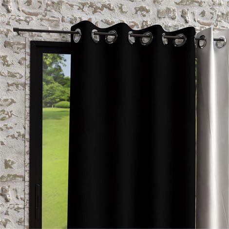 Soleil D Ocre – Rideau de porte à oeillets en microfibre lavée 135x250 cm – Aspect froissé – 100% polyester – Entretien facile, lavable en machine (1/2)