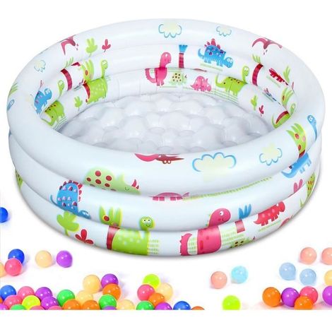(Weiß) Aufblasbares Kinderbecken, rundes aufblasbares Becken 90x22cm, für drinnen und draußen (1/5)