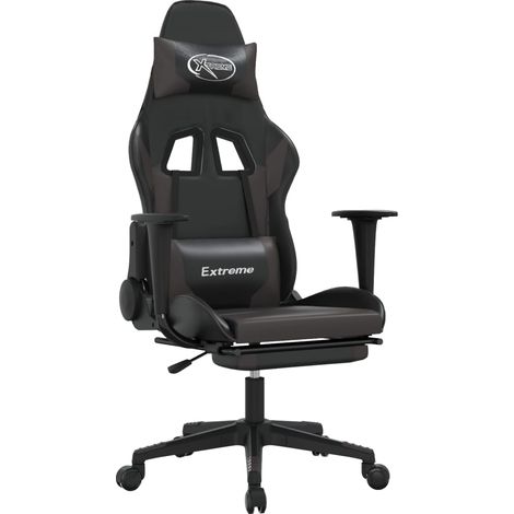 Maison Exclusive - Sedia da Gaming con Poggiapiedi Nero e Grigio in Similpelle
