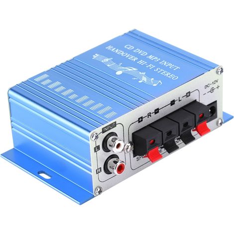 Mini amplificateur audio numérique pour voiture Hifi avec lecteur CD, DVD, MP3 et FM (bleu) (1/5)
