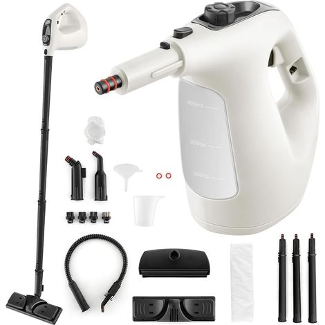 COSTWAY Nettoyeur Vapeur Portatif 1400W avec 14 Accessoires, Balai Vapeur Continue et Durée d’Utilisation Illimitée Réservoir d’Eau 400 ml, pour Nettoyer Plancher Tapis Rideaux (Gris) (1/4)