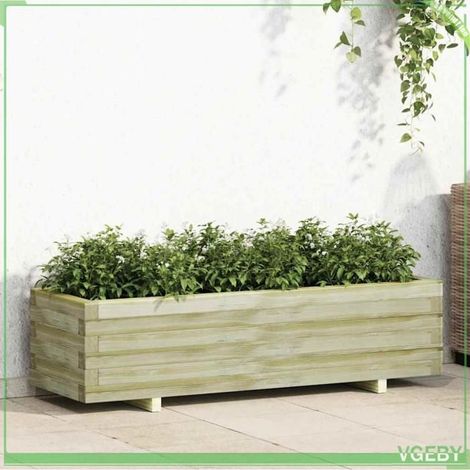 Lit surélevé de jardin - FAFEICY - 41661 - 120 x 40 x 30 cm - Bois de pin imprégné - Vert, résistant à la pourriture (1/5)
