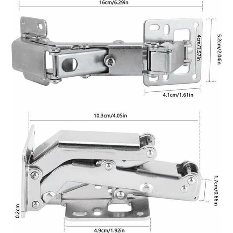 Charnière hydraulique sans perçage, grand angle avec amortissement intégré – Lot de 4 pièces en acier inoxydable