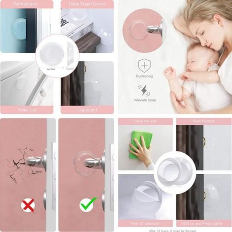 Butée de porte,Butoir de porte tampon en silicone,Protecteur de Coin de Table,Butée de Poignée de Porte Murale,Amortisseur de Porte (1/4)