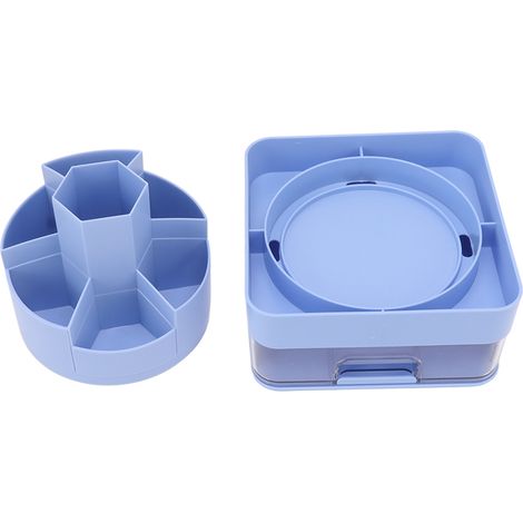 Porte-stylo rotatif à 360° pour enfants, avec 11 compartiments, base antidérapante, idéal pour l'école (bleu). (1/5)