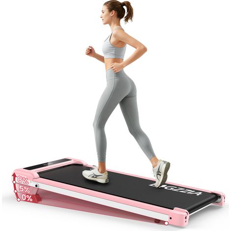 BIGZZIA Laufband, Geschwindigkeit 1–10 km/h, Laufband mit 10 % Steigung, 3,0 PS bürstenloser Motor, max. Belastung 130 kg, Pink