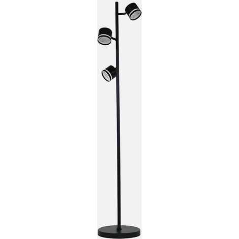 Pie Salon Ortiga 3 X Gx53 Negro 27w 2400lm Orientable Bombillas Incluidas 142x25x25cm