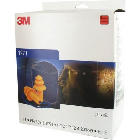 Box von 50 Paar Ohrstöpsel mit 3M 1271 Schnüre