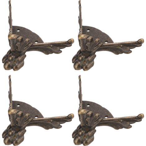 pieds de boîte en bois style chauve-souris vintage, pour meubles, boîtes cadeaux, boîtes à bijoux, pieds fixes sur les quatre côtés (1/5)