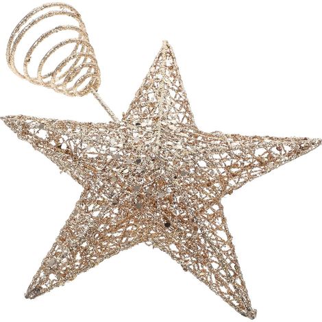 Étoile de Sapin de Noël en Fer Doré 25 Cm Paillettes Scintillantes, Décoration Festive pour Sapins de Noël Magasins et Hôtels (1/5)