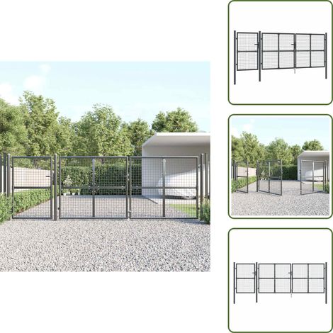 The Living Store Portail de jardin grillagé Anthracite 400x125 cm Acier galvanisé - Portail en acier