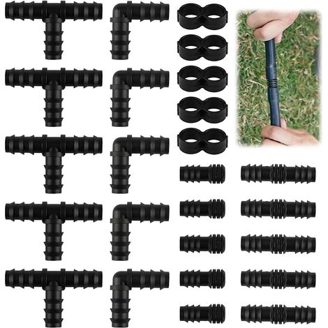 25 Pièces Raccord Goutte a Goutte 16mm, Raccord Tuyau d'Arrosage D'Eau D'Irrigation Connecteurs Barbelés Systèmes d'Arrosage (1/5)