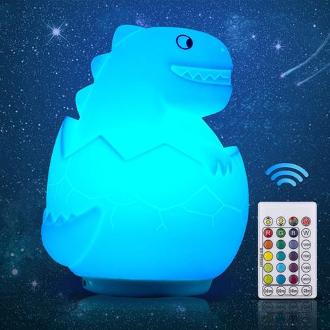 Veilleuse Dinosaure - Lampe LED Rechargeable USB - 16 Couleurs avec Télécommande - En Silicone Souple pour Chambre d'Enfant - 1 Pièce (1/5)