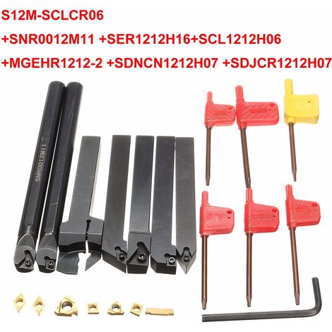 Set di 21 portautensili per tornitura, portautensili multifunzionali in metallo duro con inserti in metallo duro, per utensili da tornio (12 mm)