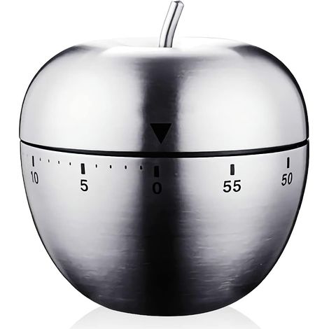 Minuterie Cuisine Minuteur Forme de Pomme Alarme de Rotation Mécanique Manuelle Kitchen Timer Acier Inoxydable pour La Cuisine Cuisson Pâtisserie Sport (1/5)