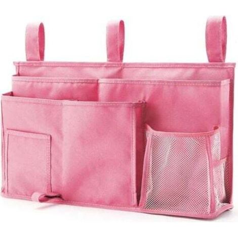 1 Borsa portaoggetti per letto a castello (rosa), borsa portaoggetti da appendere al letto, 8 tasche, per letto da studente, letto d'ospedale, sponde del lettino, tessuto Oxford 600D