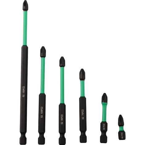 de 6 embouts de tournevis magn tiques robustes pour PZ2 avec (1/4)