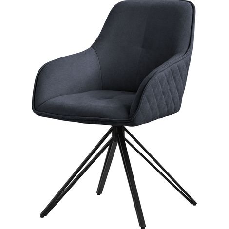 ML-Design Esszimmerstuhl drehbar aus Textil Webstoff, Anthrazit, Wohnzimmerstuhl mit Armlehne & Rückenlehne, 360° Drehstuhl, Polsterstuhl mit Metallbeine, Ergonomische Sessel, Küchenstuhl Loungesessel