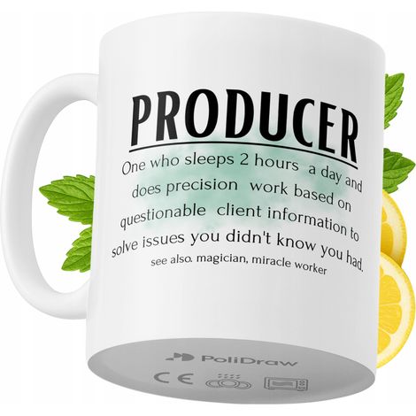 Mug humoristique pour producteur, avec un texte amusant et un design graphique original. Idéal pour les anniversaires, les fêtes et les occasions spéciales. Mug premium pour la maison, le bureau et le