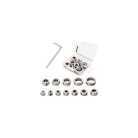 Lot de 12 butées de perçage en acier inoxydable, avec clé hexagonale et bague de butée de profondeur de 3 à 16 mm pour forets à (1/5)