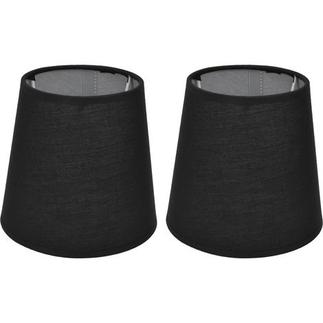 Lot de 2 abat-jour d'intérieur style européen en tissu pour lustre E14, lampe de table ou lampadaire PX15 Noir (1/5)