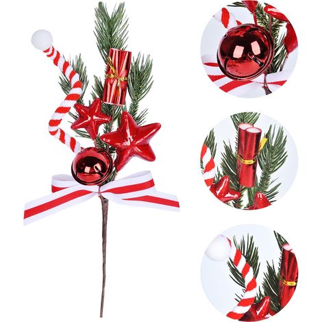 Branches De Bonbons Rouges - Décoration De Noël Artificielle - Pour Arbre De Noël Jardin Intérieur Extérieur - 3 Pièces (1/5)