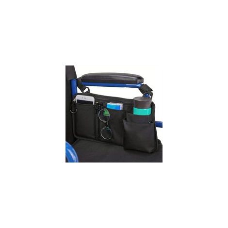 Sac latéral pour fauteuil roulant avec porte gobelet, accessoires pour fauteuil roulant, scooter électrique Sac de transport médical (noir)