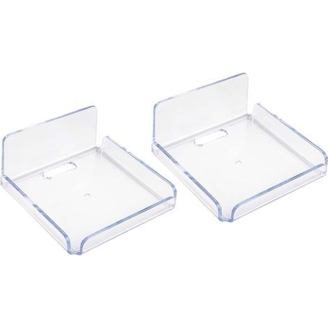 CCYKXA Set of 2 small floating wall shelves in clear acrylic  Adhesive, no drilling required, for baby monitor, smart speaker, window display (stick-on shelf, mini)