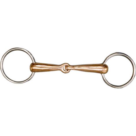 12,5 cm, come foto: Filetto snodato con imboccatura in rame pieno 21 mm e anelli 65 mm inox