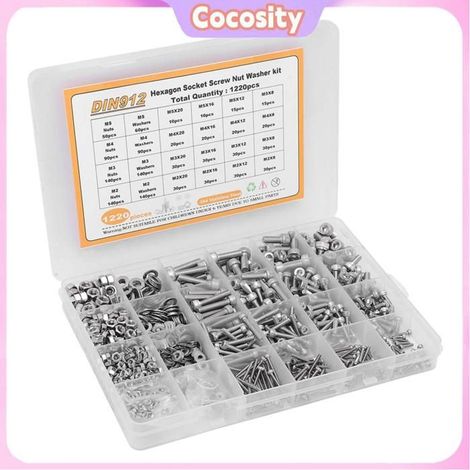 Cocosity vis à six pans creux Assortiment de Rondelles d'écrous à Vis, Rondelles d'écrous à Vis à Tête Ronde à outillage boulon (1/5)
