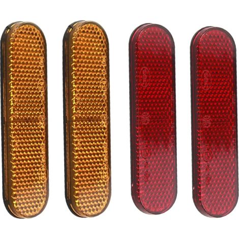 4 Pièces Réflecteurs Rectangulaires Autocollants, 2 Jaunes + 2 Rouges, 70x20mm, Catadioptres pour Moto, Vélo, Remorque, Boîte aux Lettres et Garage (1/5)