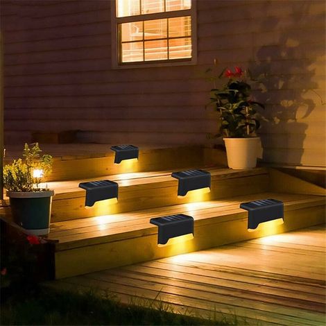 Solar Deck Light - IP65 Waterproof - Warm White LED - For Steps Fence Deck Railing Stairs - 4 8 12 or 16 Pieces (1/5)