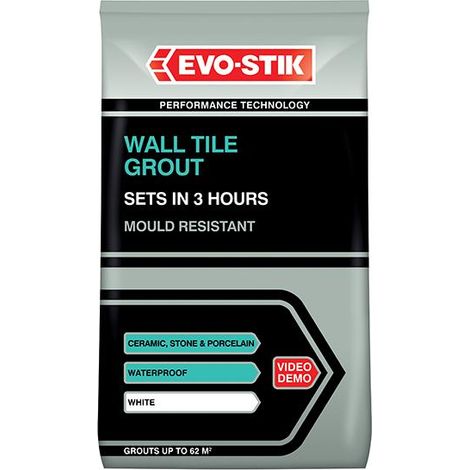 EVO-STIK 30812723 Wall Tile Grout Mould Resistant White 1.5kg EVO478718