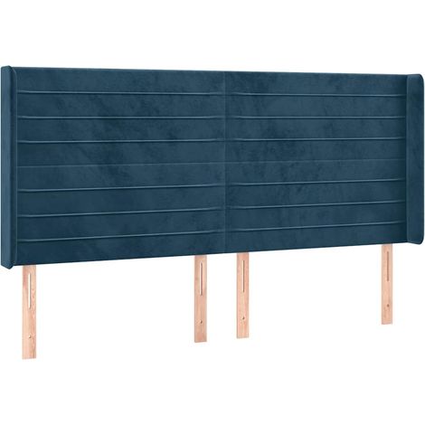 Testiera  Testata del letto ad Orecchio Blu Scuro 183x16x118/128 cm in Velluto (1/5)