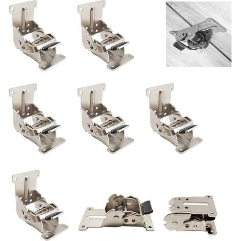 Charnière pliante autobloquante FLITI 0-90-180 degrés, rallonge de table pliante, support pliable, ferrures d'établi pliantes argentées, 8 pièces (1/4)