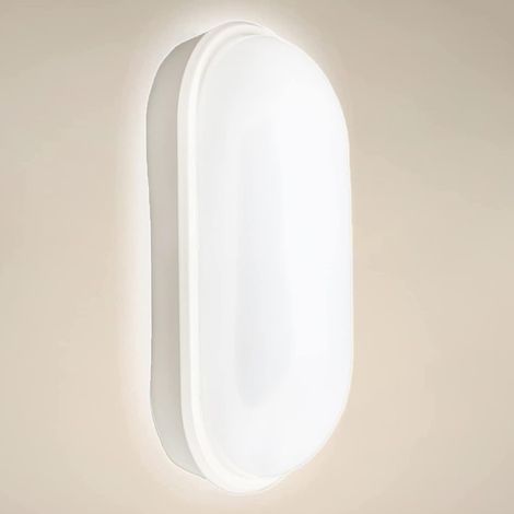 LED Lampe de Cave, 20W 2200LM Plafonnier Ovale, IP55 étanche Lumière Humide Lampe Murale, Blanc Neutre 4000K Lampe d'extérieur Pour Escaliers Salle de Bain Garage Couloir Atelier Jardin Balcon (1/5)