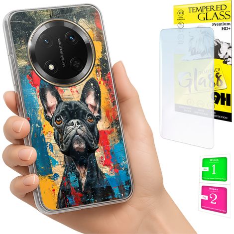 Funda para Honor Magic7 Lite con foto y gráfico de perro en la parte trasera + cristal (1/5)