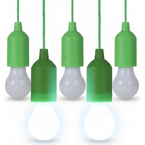 Lámpara LED con cordón - Luz nocturna portátil - Ideal para fiestas y acampadas - Funciona con pilas - 40 lúmenes - Verde (1/5)