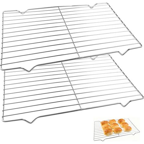 2 Pièces Grille Four, Acier Inoxydable, Rectangulaire, 31x21x1.8cm, Patisserie, Cuisson, Refroidissement