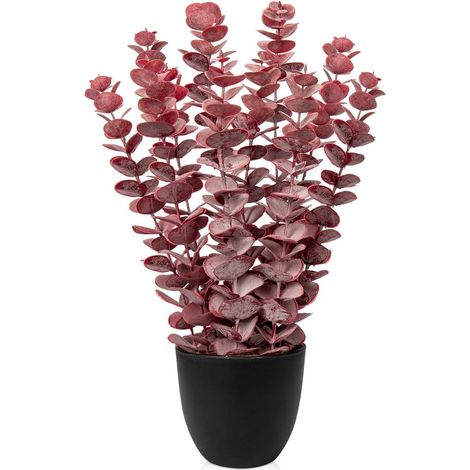 Kunstpflanze Eukalyptus Rot Künstlich Deko-Höhe 40cm Schwarzer Topf (1/5)