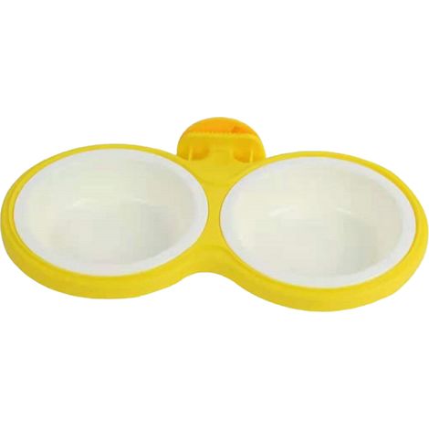 Gamelle suspendue fixe pour chien, cage de suspension renforcée, gamelle double épaisse en acier inoxydable séparable pour animaux de compagnie (1/4)