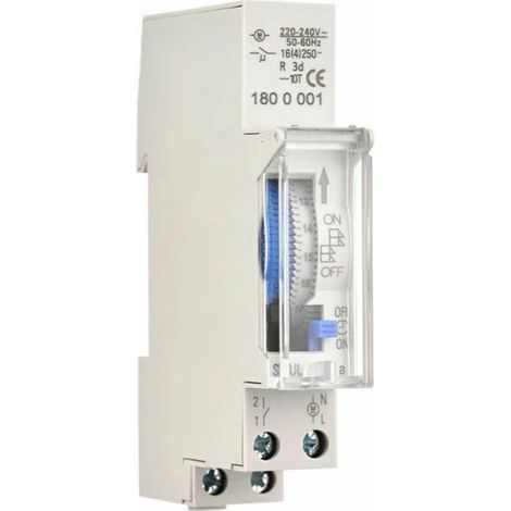 Minuterie mécanique de 24 heures Minuterie minimale de 15 minutes Montage sur rail Batterie intégrée, SUL180a AC220-240V Gris (1/4)