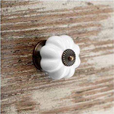 pomelli per mobili, diametro 30 mm, bianchi, con base brunita, pomelli per cassetti, pomelli in porcellana (1/3)