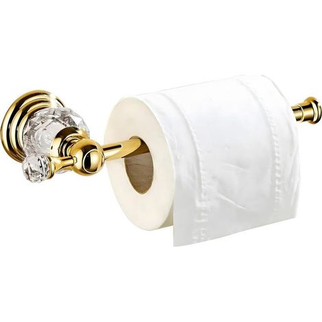Porte-papier toilette en cristal doré, accessoire de salle de bain moderne, acier inoxydable, fixation murale. (1/5)